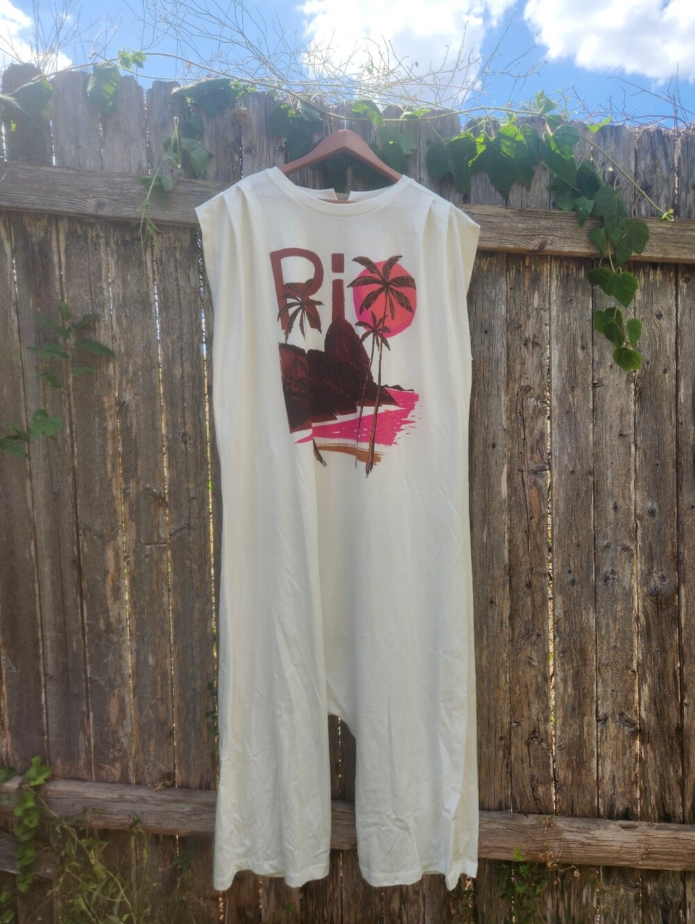 Rio Rio de Janeiro Sleeveless Knit Graphic Wide-Leg Jumpsuit Xl